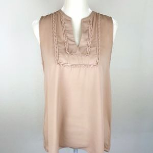 Pleione |  Nude Sleeveless Blouse w/Croche…